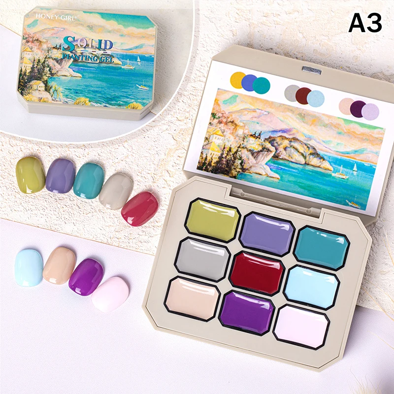 New 9Colors Painting Gel Drawing Gel Palette French Ombre Gel Nail Polish UV Gel Salon Holographic Manicure Female Nail Art Tool