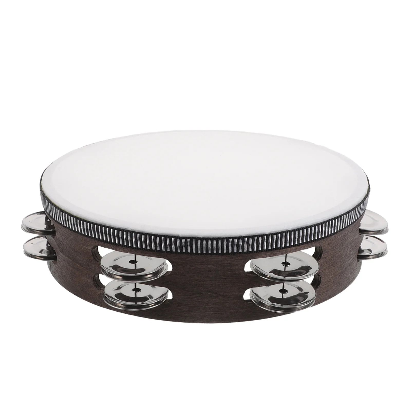 

Wooden Handheld Tambourine Double Row Clear Sound for Kids Kindergarten Teaching Percussion Musical Instrument Drum