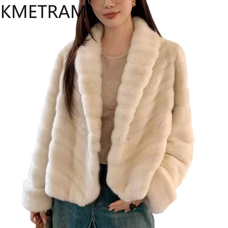 100% Natural Mink Fur Jacket Woman Pearl Color Short Real Fur Coat 2025 High Quality Winter Coats Women Clothing шуба женская