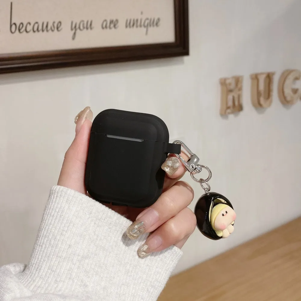 Doll Pendant With Nuts For Apple AirPods 4 Pro 2 Pro Wine Red Soft Earphone Case For AirPods 1 2 3 Cover Box