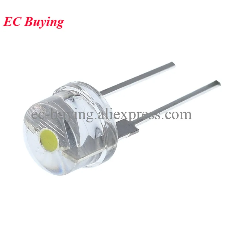 10szt F5 5mm Słomkowy kapelusz Dioda LED Super jasna lampa Przezroczysta dioda elektroluminescencyjna 0,5W Czerwony Żółty Zielony Niebieski Biały Diy — zdjęcie 4