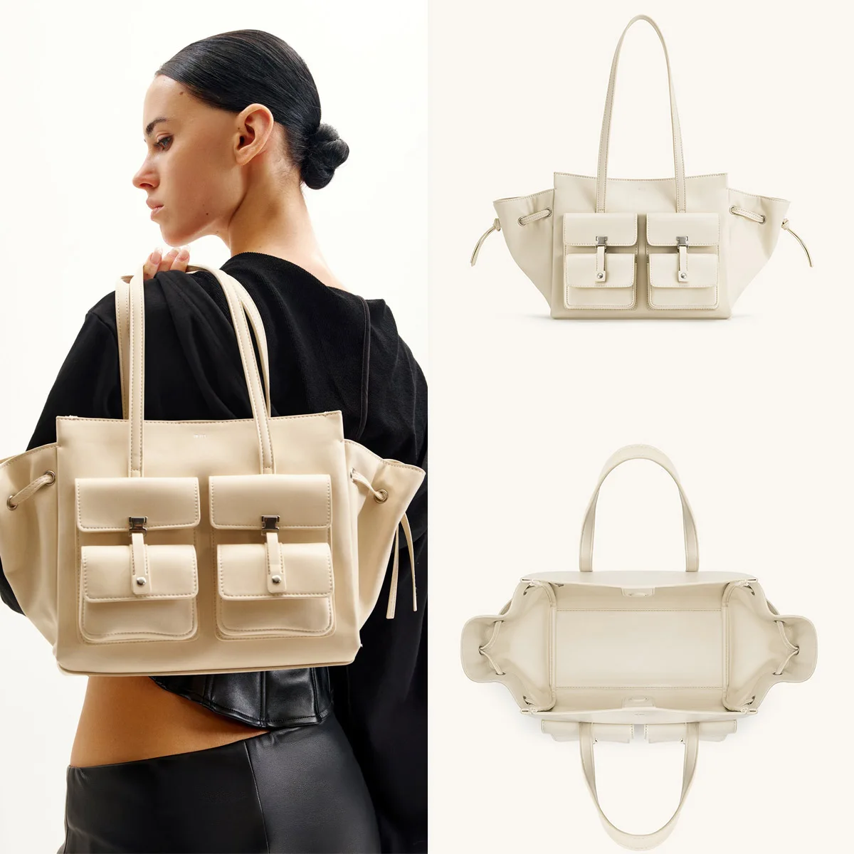 

Женская сумка JW Pei большой вместимости, новая холщовая сумка в мотоциклетном стиле, черная сумка через плечо для путешествий