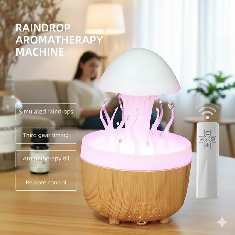 

Colorful Remote Control Air Humidifier Diffuser Nebulizing Jellyfish Aroma Lamp Night Light for Bedroom Home Decor