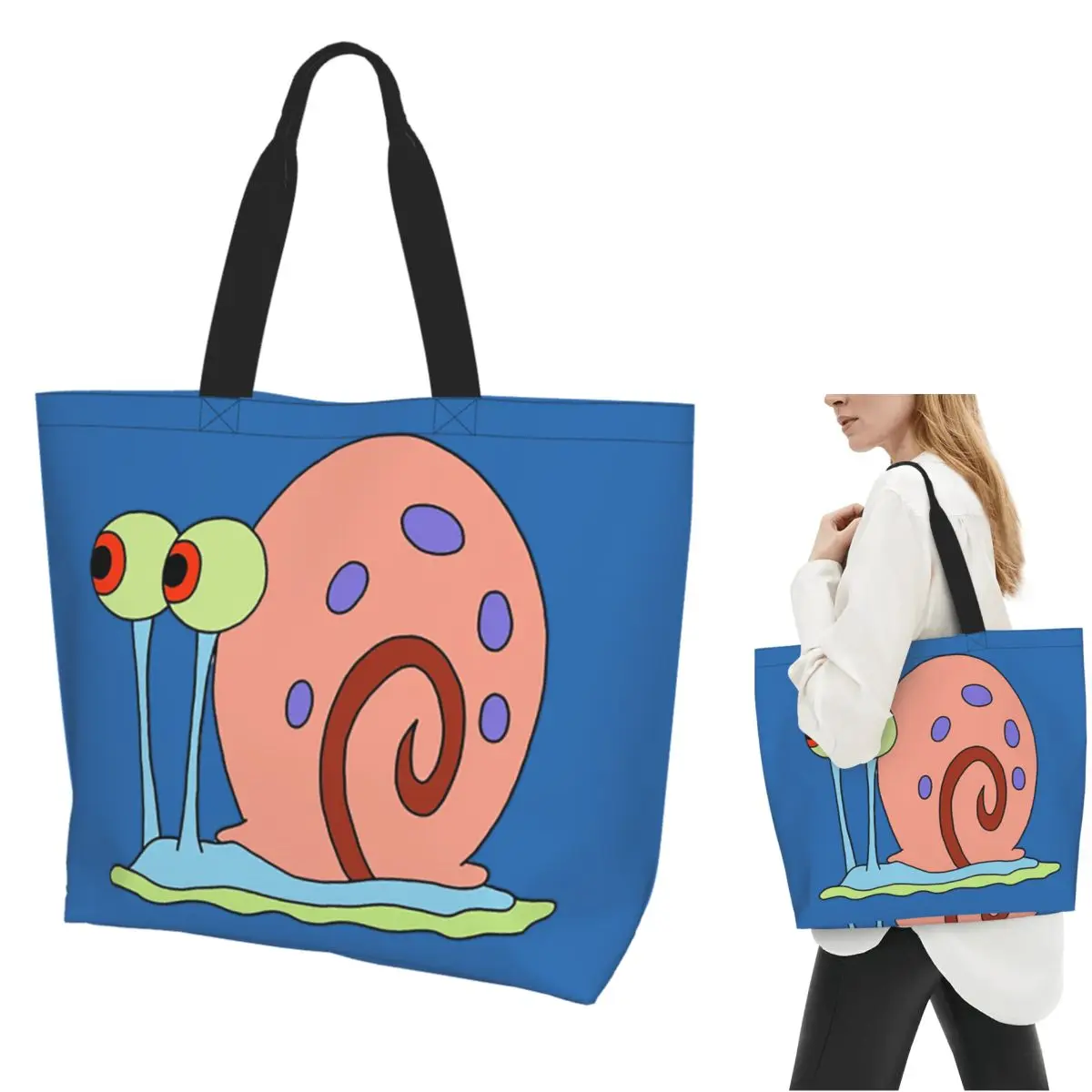 

Gary The Snail Shopping Tote Bag Canvas Large Capacity Shoulder Bags Shopper Grocery Handbag for Women