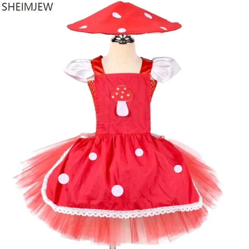 Meninas cogumelo saia halloween cogumelo carnaval festa traje bonito crianças festa de aniversário cosplay vestido vermelho conjunto lolita ballet