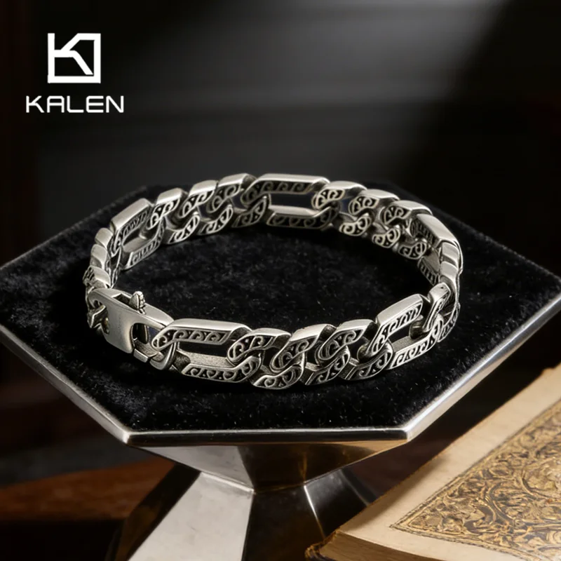 KALEN Personalisierte Edelstahl Herren Armband Punk Einfache Gold Farbe Charms Zubehör Vintage Link Kette Schmuck Geschenke