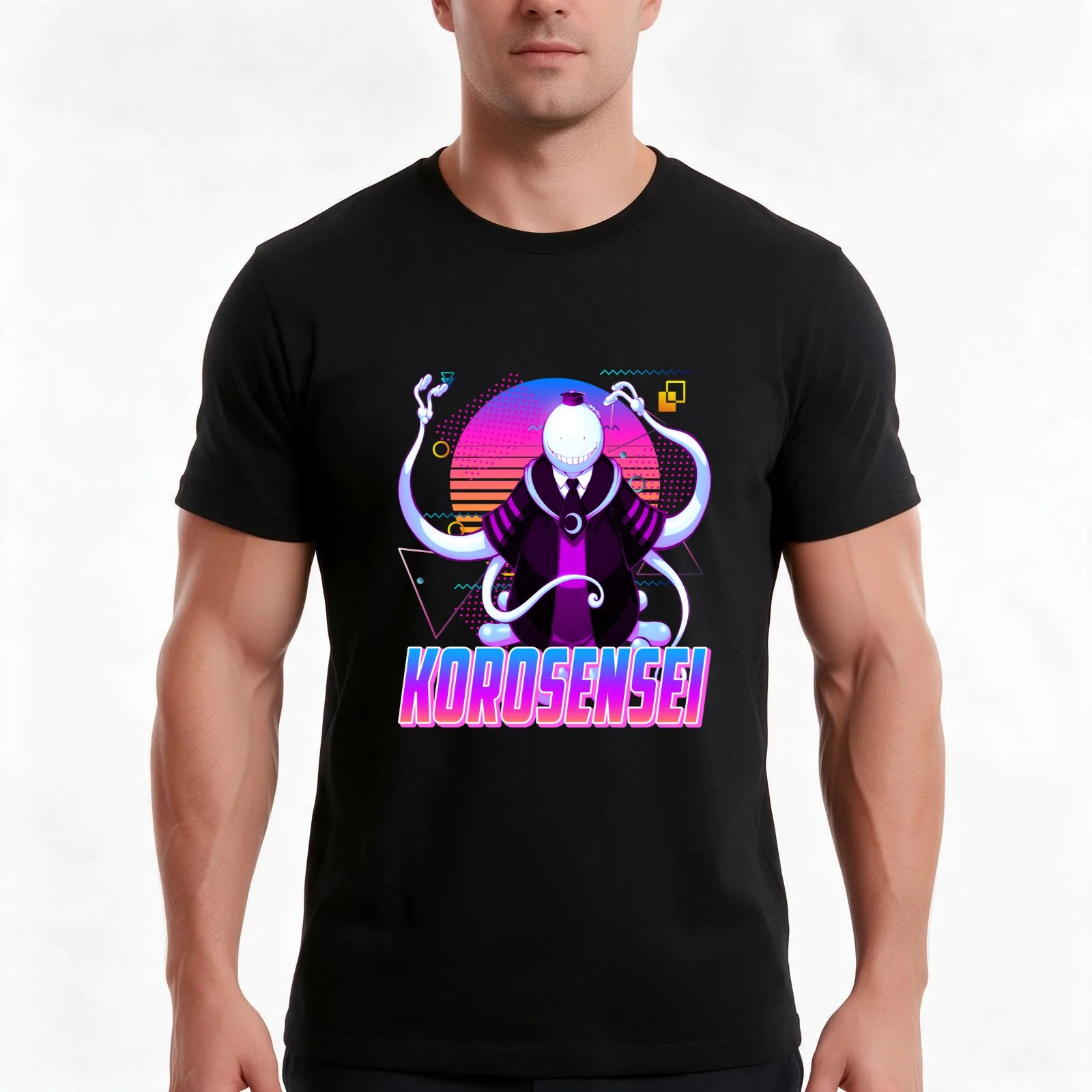 Koro Sensei - Retro Art T-Shirt, Summer Casual Cotton Tee, Oversized Streetwear Tops, Vintage Graphic Print, Unisex Men Women