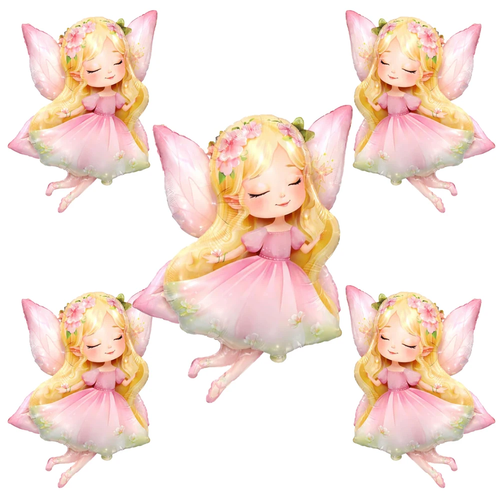 Pink Fairy Foil Balloon Girls Birthday Party Baby Shower Wedding Spring Garden Flower Fairy Party Pastel Balloon Garland Decor