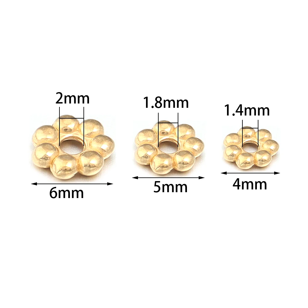 10-20Pcs 4/5/6mm Stainless Steel Spacer Beads Gold Color Snowflake Loose Bulk Beads For DIY Charms Bracelet Necklace Accessories
