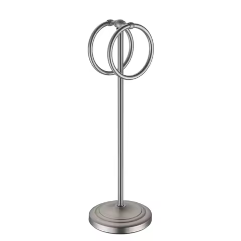 A44Z-1 Piece Stainless Steel Floor-To-Ceiling Towel Rack Vertical Towel Ring Silver Metal Removable Without Punching