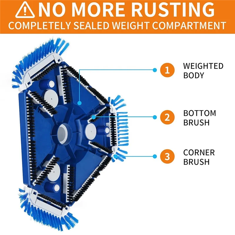 

ABUI-Enhanced Cleaning Pool Vacuum Head With Universal Side Brush & Rotatable Hose Adapter