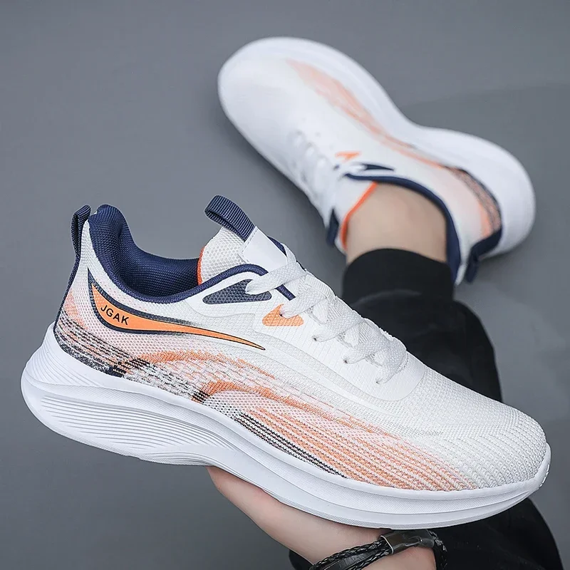 

Новинка 2024 года, мужская обувь, большие повседневные модные модные белые туфли, универсальные кроссовки с дышащей сеткой, модные