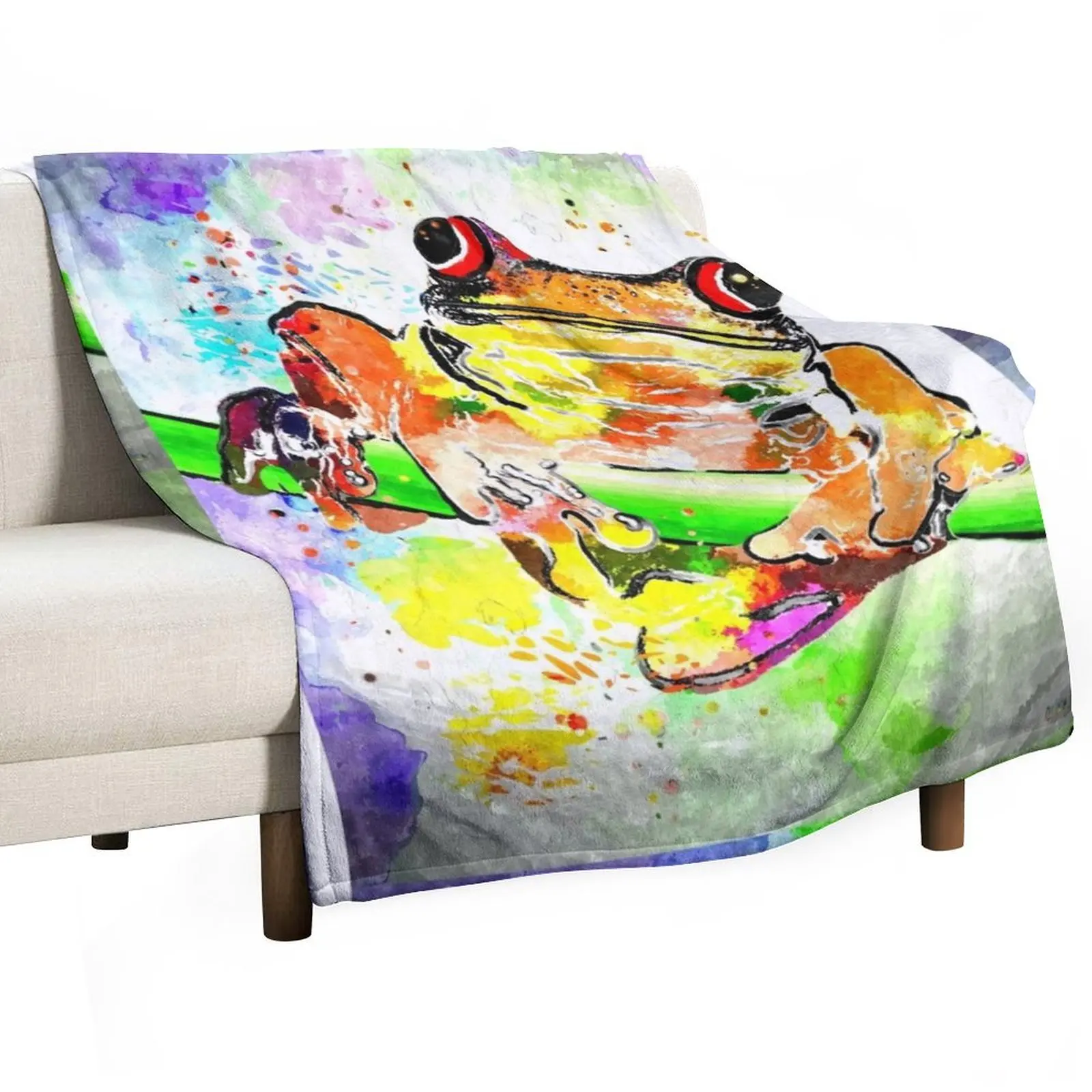 

Red Eyed Tree Frog Throw Blanket Plaid Cute bed plaid Blankets