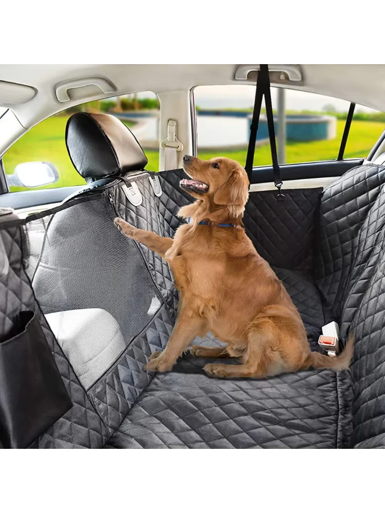 Dog Seat Cover for Back Seat, Waterproof with Mesh Window, Scratch Prevent Anti-slip Dog Bed Car Hammock, Standard