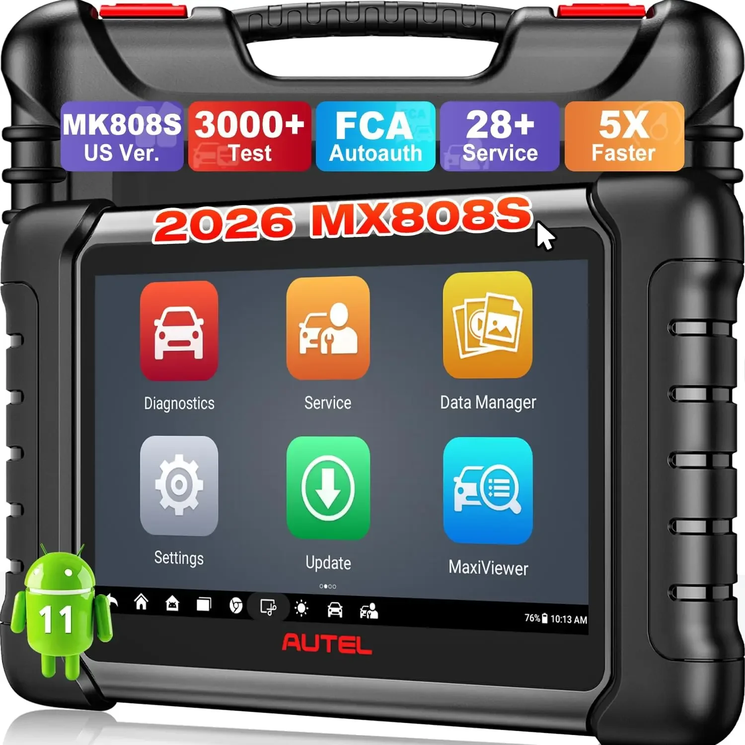 

Scanner MaxiCheck MX808S, 2026 US Ver. of MaxiCOM MK808S MK808Z, Bidirectional 3000+ Active Test 11OS as MK900 MK900BT MX900, 28