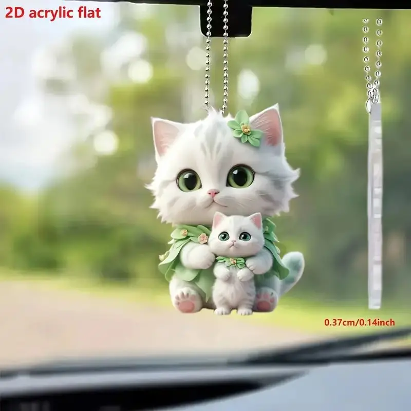 New acrylic flat blue cat car decoration pendant