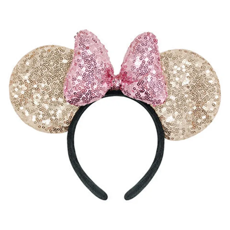 Mickey Mouse Ears Minnie Hairband For Girls Sequin Dot Bows Cute Toy Birthday Party Headband Accessories Kids