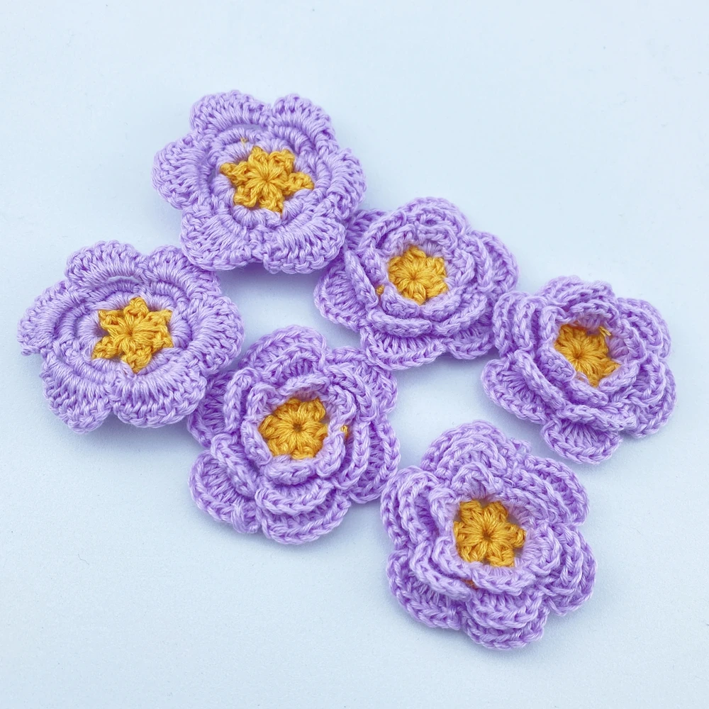 Wholesale Factory Custom Delicate Handmade Crochet Applique Flower Knitted DIY Garment Accessories