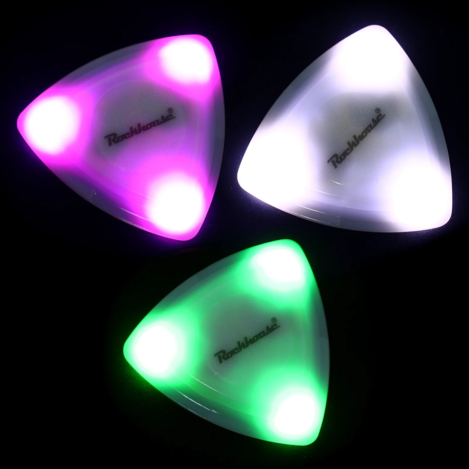 3pcs Light Emitting Guitar Picks Durable Abs Material Acoustic Guitar Plectrum Led Luminous Musical Instruments Guitar Parts