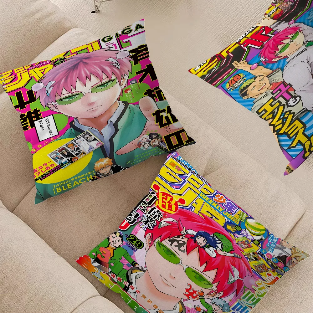 Anime The Disastrous Life Of Saiki K Saiki Kusuo 45*45cm Cushion Cover Pillow Cover Decor Pillowcase Home For Couch Pillow