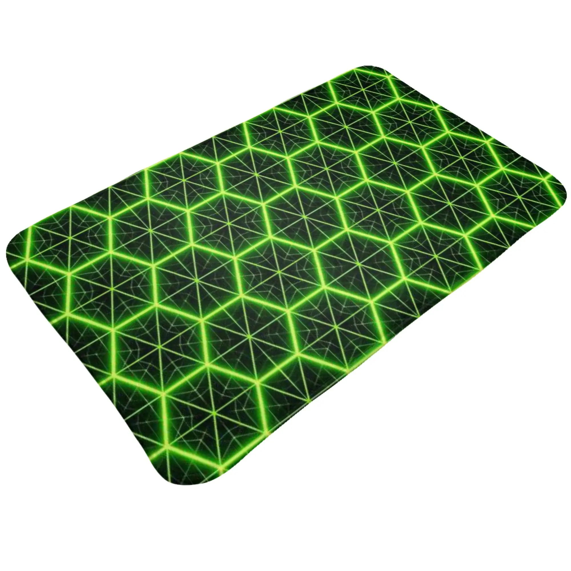 Green Hexagon Honeycomb Geometric Pattern Doormat Bathroom Living Room Mat  Absorbent Home Decoration