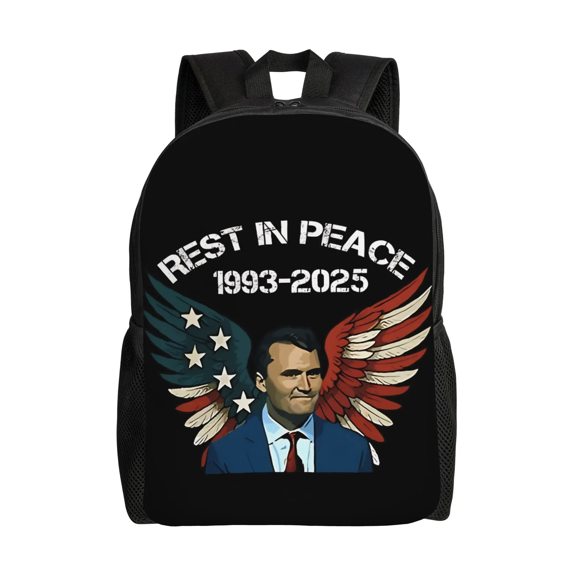 REST IN PEACE Charlie Kirk 1993-2025 Backpack  Youth Polyester Cycling Backpacks Soft Stylish School Bags Rucksack