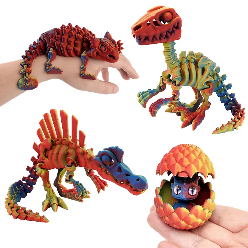 Realistic Articulated Dinosaur Toys - 3D Printed Movable Joint Animal Models, Cool Office Desk Decor for Kids Room Display