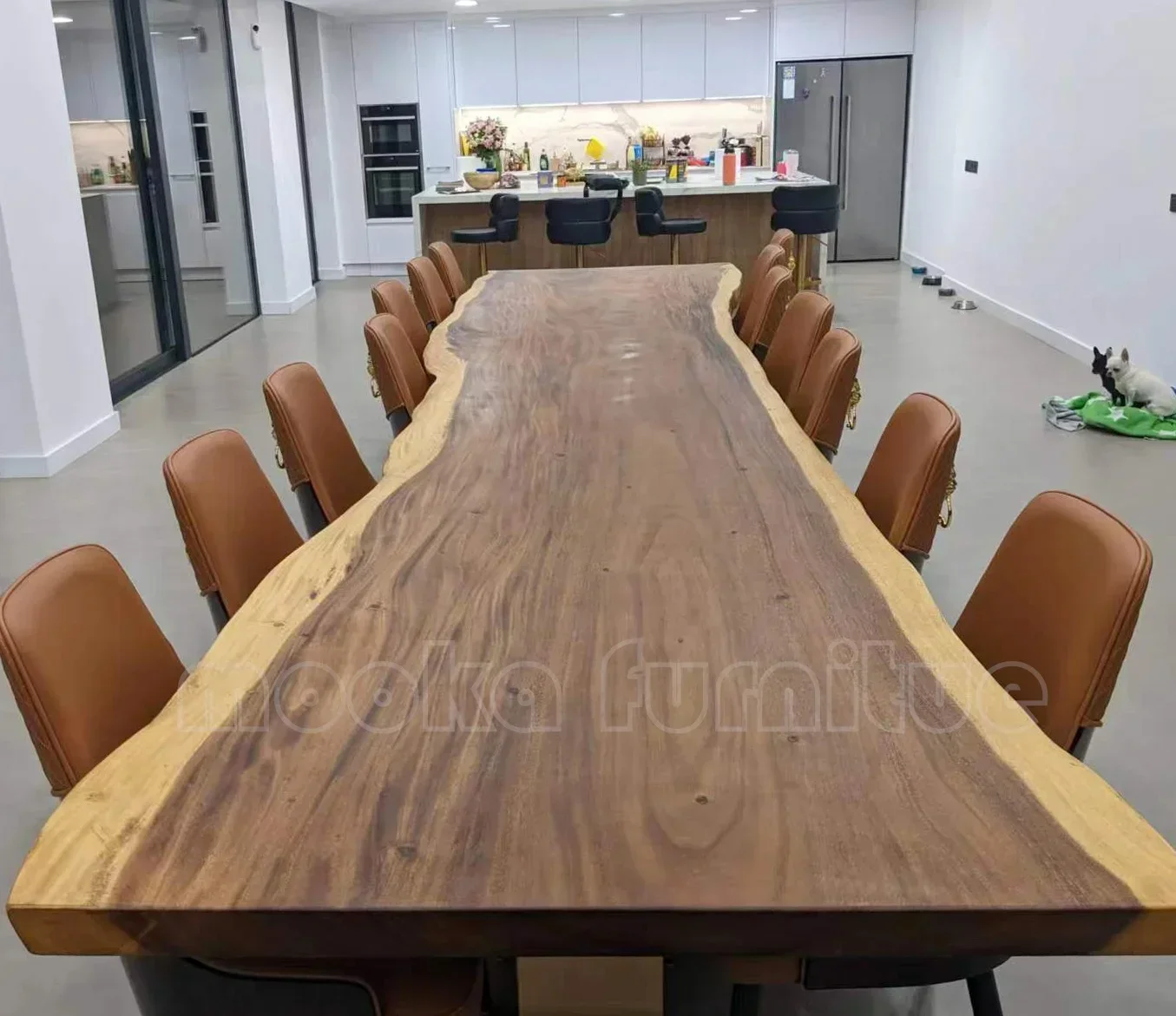 Solid Walnut Wood Slab Large Size Irregular Shaped Wood Dining Table Top Live Edge High-end Simplicity Robustness Customizable