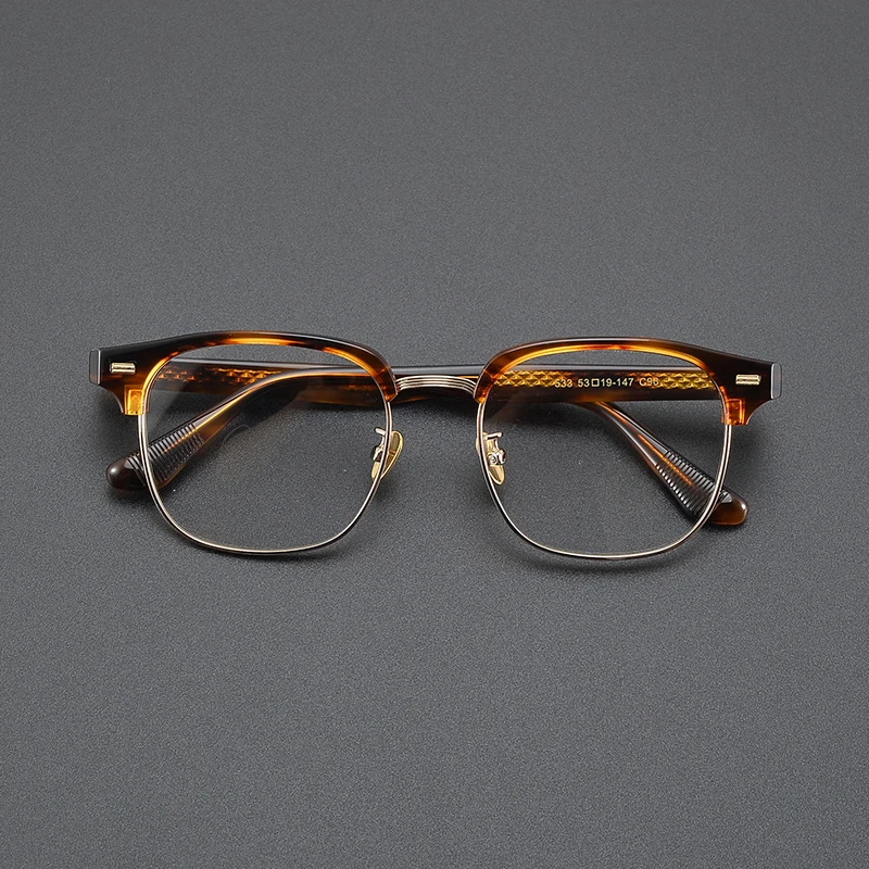 High quality retro square glasses frame men's big face business eyebrow wire frame literary fashion half frame optical glasses