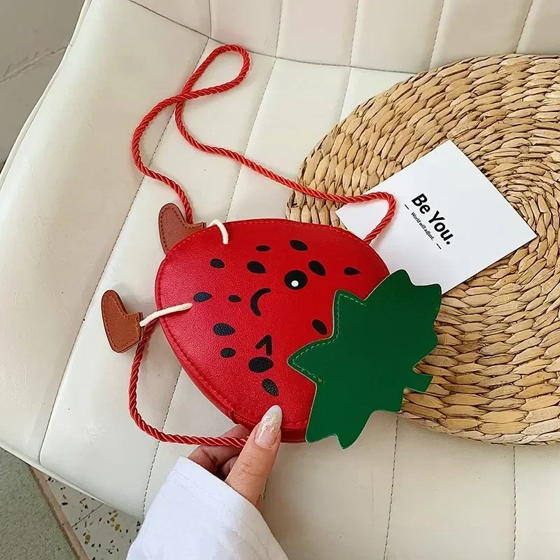 Baby Kids Girl New Cartoon Strawberry Single Shoulder Bag Cute Fruits Storage Crossbody Messenger Bags Handbag Kid Gifts