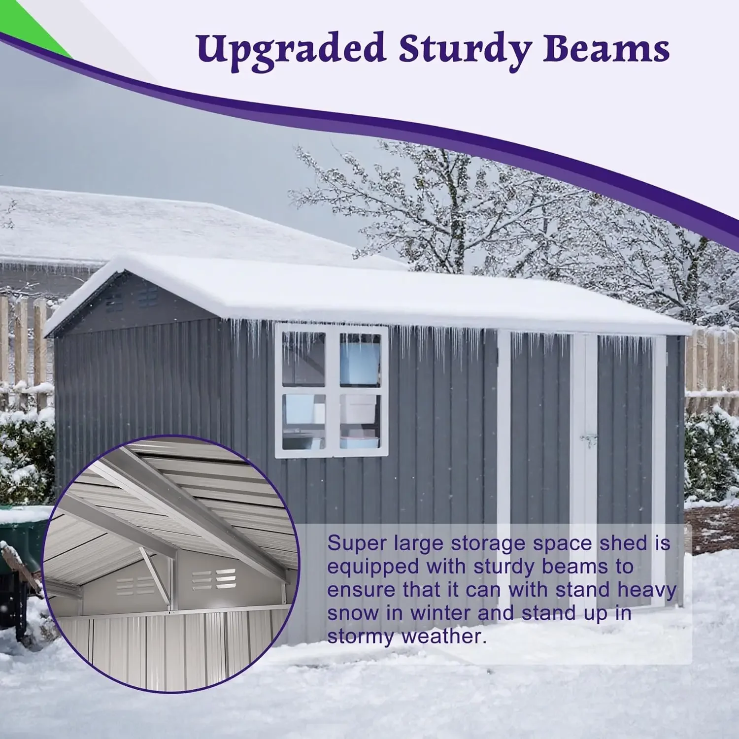 Shed Outdoor Storage Metal Large Garden Tool Sheds with Lockable Doors Floor Frame Window Gable Roof, Customized