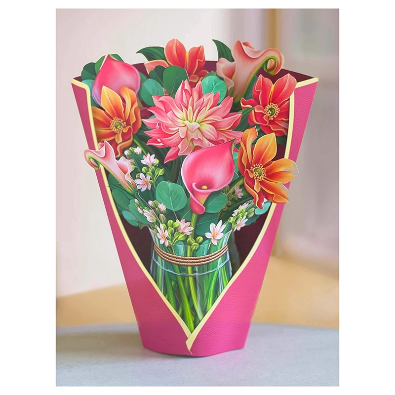 

Открытки-карточки «Дорогая Георгина», 3D-открытки с объемным букетом цветов в натуральную величину (13,8 дюйма) и запиской, просты в использовании