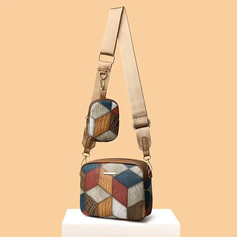 Vintage Fashion Women Shoulder Crossbody Bag Luxury Pu Leather Ladies Phone Bag Purses Patchwork Designer Shell Totes Handbag