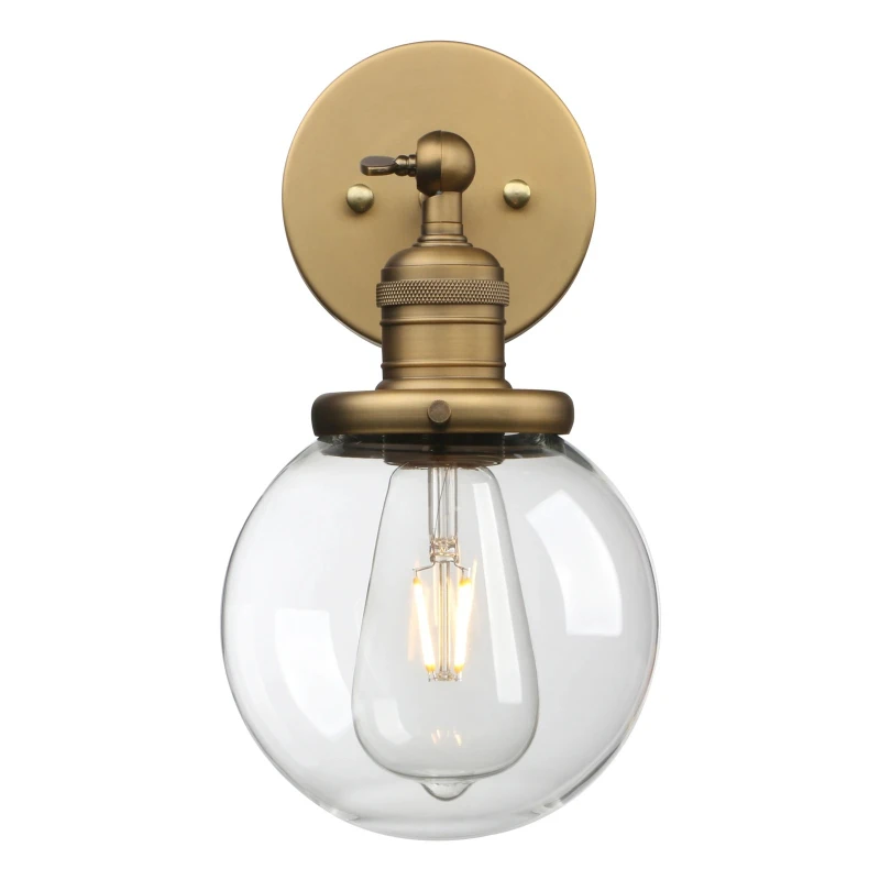 Vintage Industrial Wall Sconces Clear Glass Globe Hand Blown Shade Wall Lamps Iving Room Corridor Home Decor Lighting Fixtures