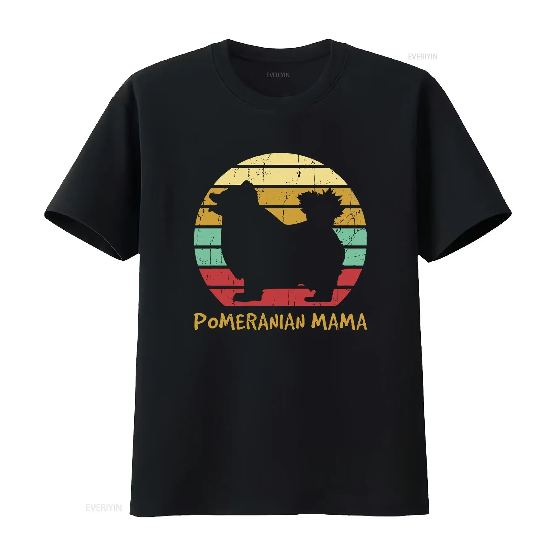 Pomeranian Dog Mama SunseT T Shirt Retro Owner Animal Pet Lover Silhouette Vintage  vintage Washed Stylish Stretched streetwear