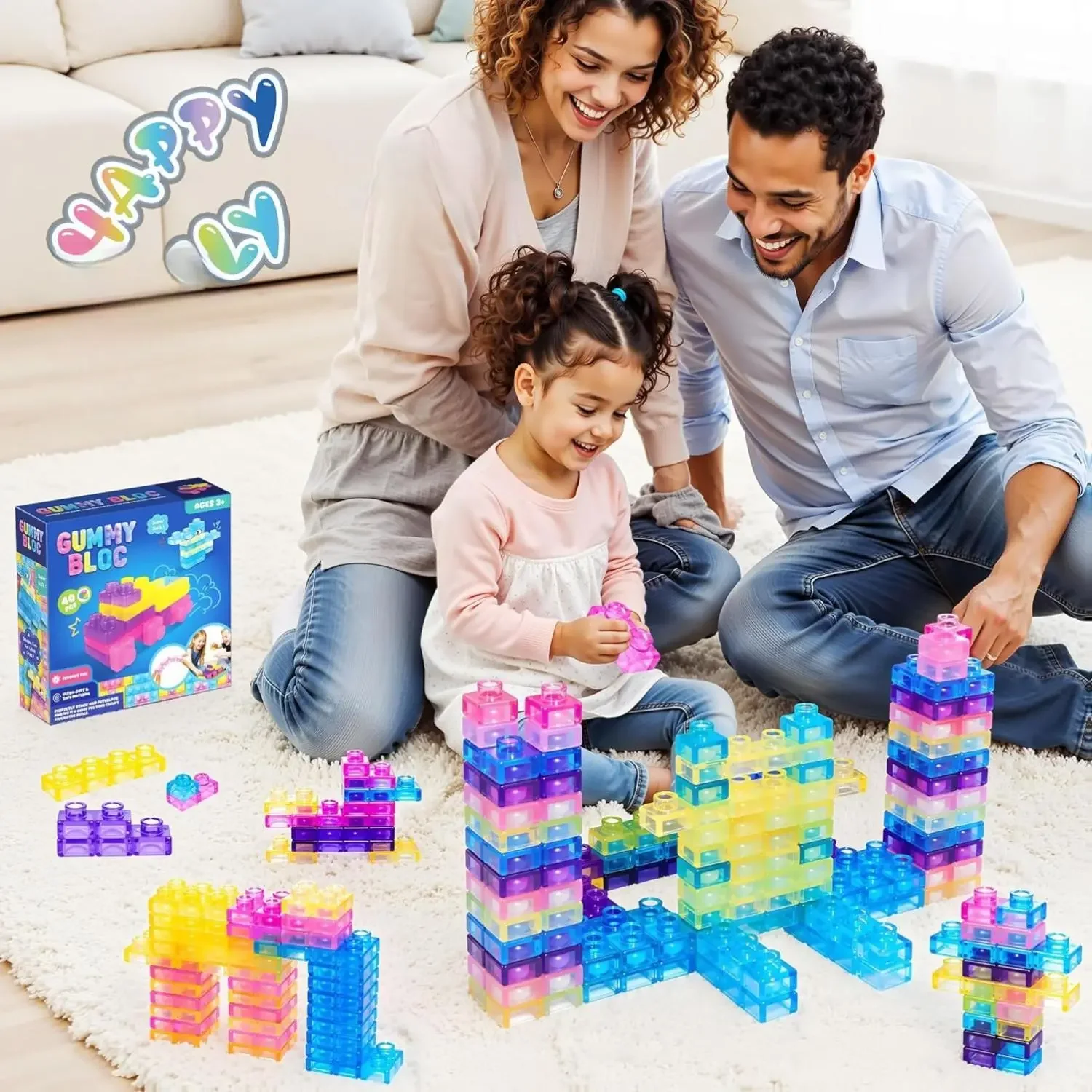 

40PCS Soft Safe Jelly Cube Montessori STEM Educational Sensory Toys Magnetic Building Blocks for Kids 3-8 Birthday Holiday Gift