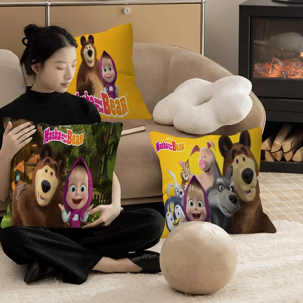 Cartoon M-Masha And The B-Bear Pillowcases Home Bedding Deco