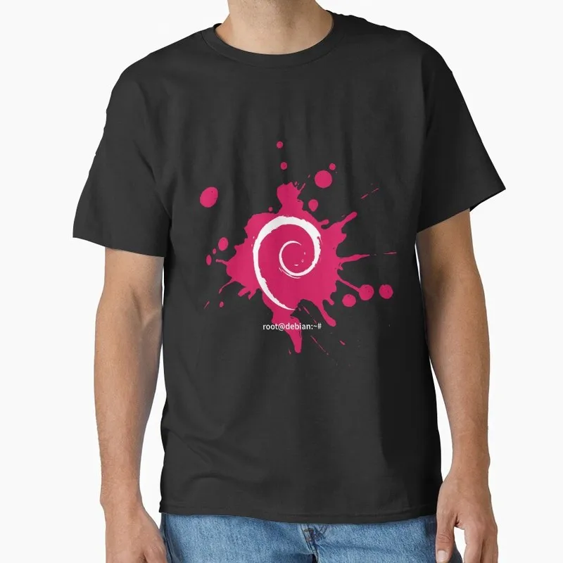 Debian in red Linux Ubuntu Linux Operating System Graphic T‑Shirt Short Sleeve Tees Geek IT Developer Fan Gift Streetwear S-6XL