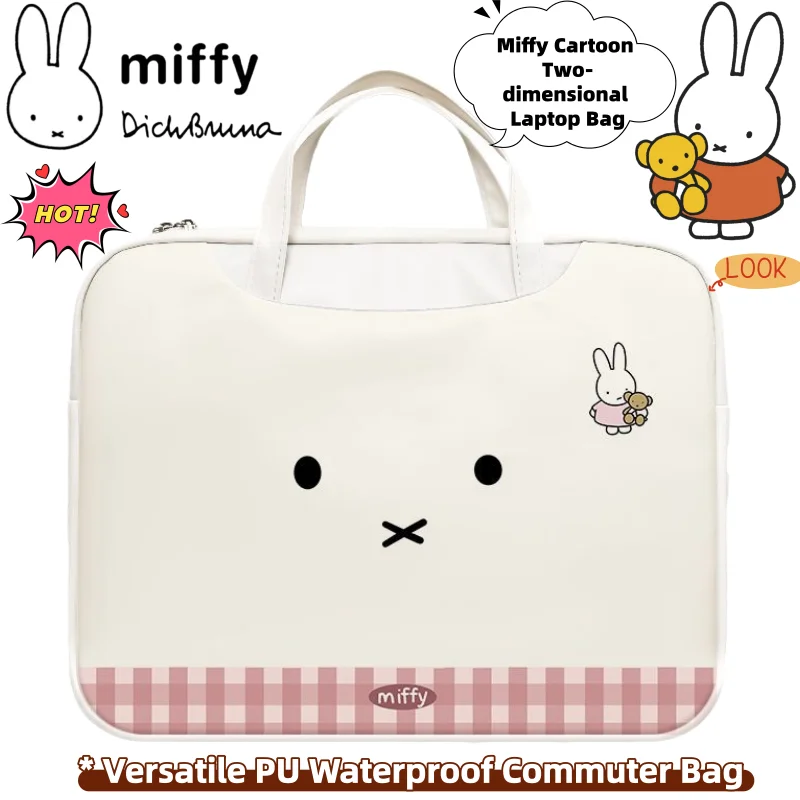 

Miffy Rabbit Cartoon Anime Peripheral Suitable for 16-inch Laptop Bag Cute Kawaii Creative Versatile PU Waterproof Commuter Bag