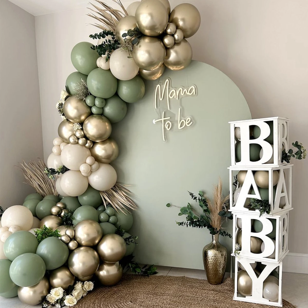 40PCS Gold Skin Tone Green Balloon set Balloon Gender Reveal Wedding Valentine's Day Baby party Birthday Universal party decorat