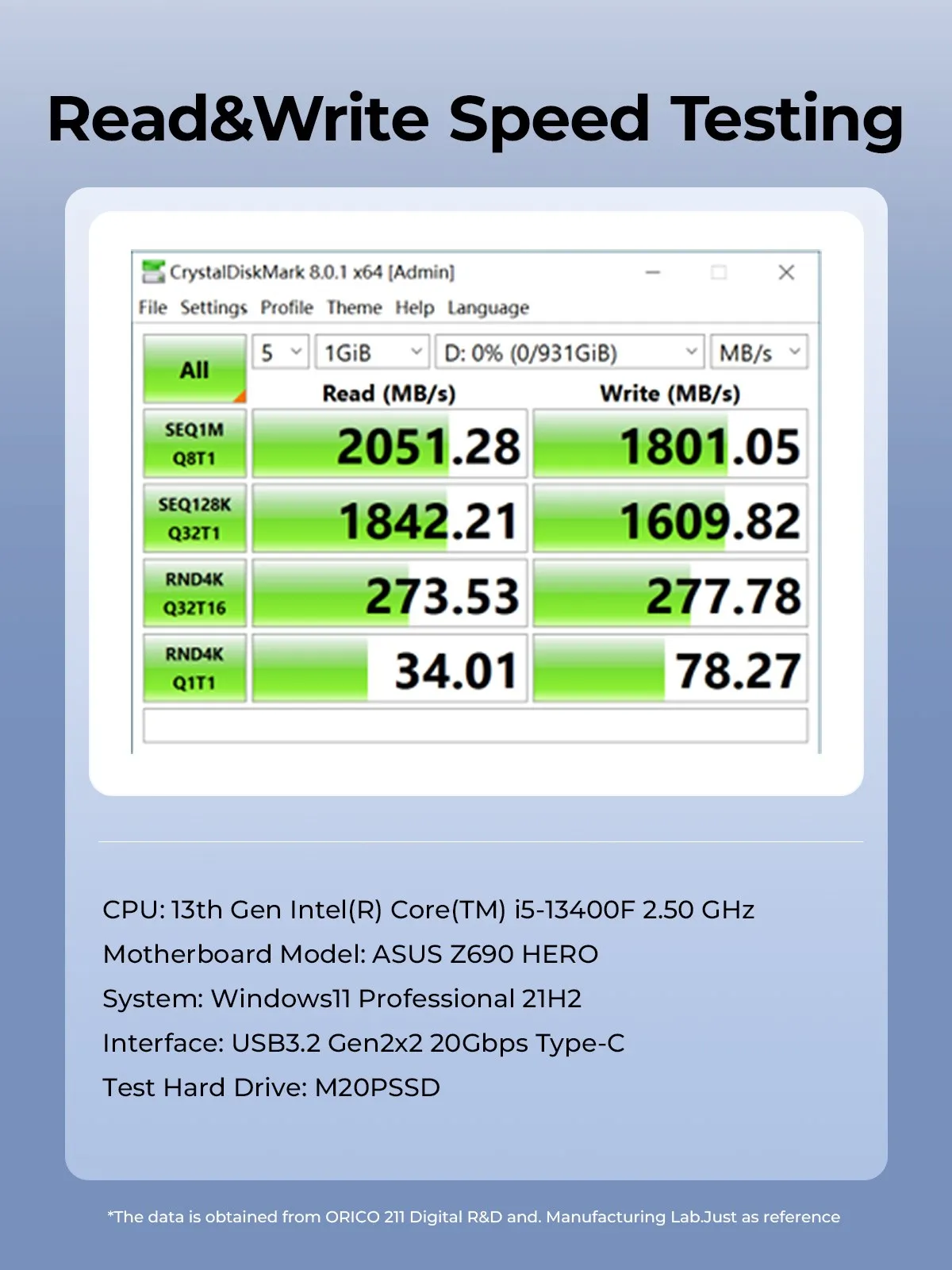 ORICO Taichi Portable SSD 2000MB/S External Solid State Drive 2TB 1TB 512GB USB 3.2 Gen2 Type- C PSSD for HUAWEI MateBook Laptop