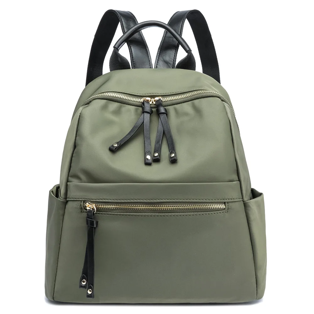 Waterproof Nylon Fabric Double Shoulder Fashionable Lightweight Large Capacity Travel Genuine Leather School Bags For Teenagers