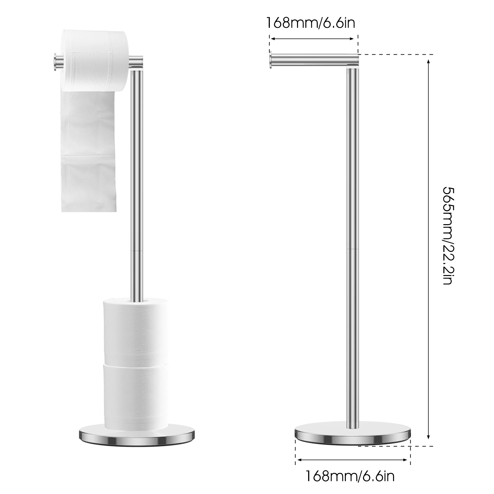 Stainless Steel Toilet Roll Stand Bathroom Floor Standing Anti-Rust Tissue Paper Holder Household Freestanding Paper Towel Rack