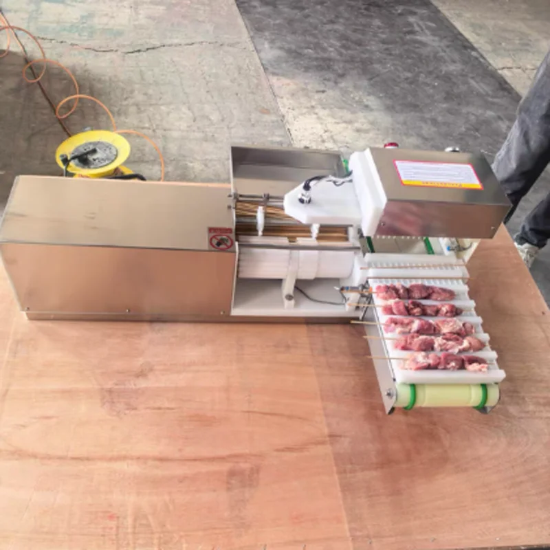 Lamb Skewers Machine Automatic Stainless Steel Pneumatic Meat Stringing Machine 150 300 Type