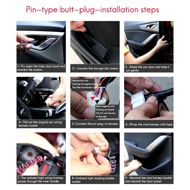 Car LED Door Bowl Armrest Atmosphere Light Door Bowl Handle Frame Light For Mazda 3 Axela 2014-2016