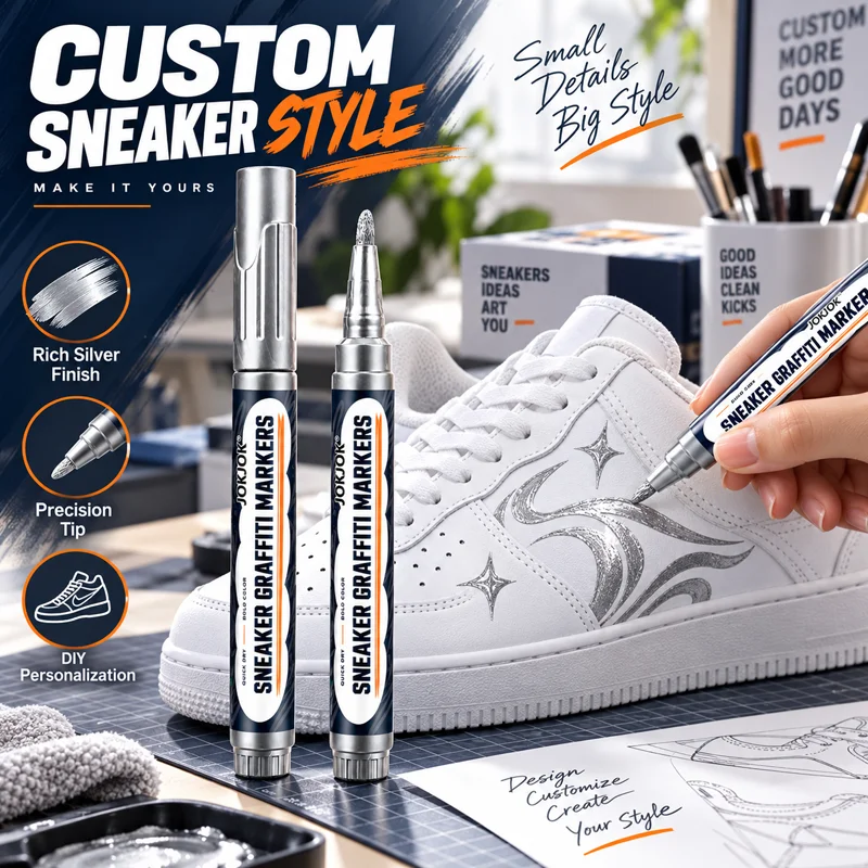 JOKJOK New Silver Office Marker Pen: A Repair Pen with Smooth-Flowing Ink, Suitable for Silver Jewelry, Silver-Colored Car Body