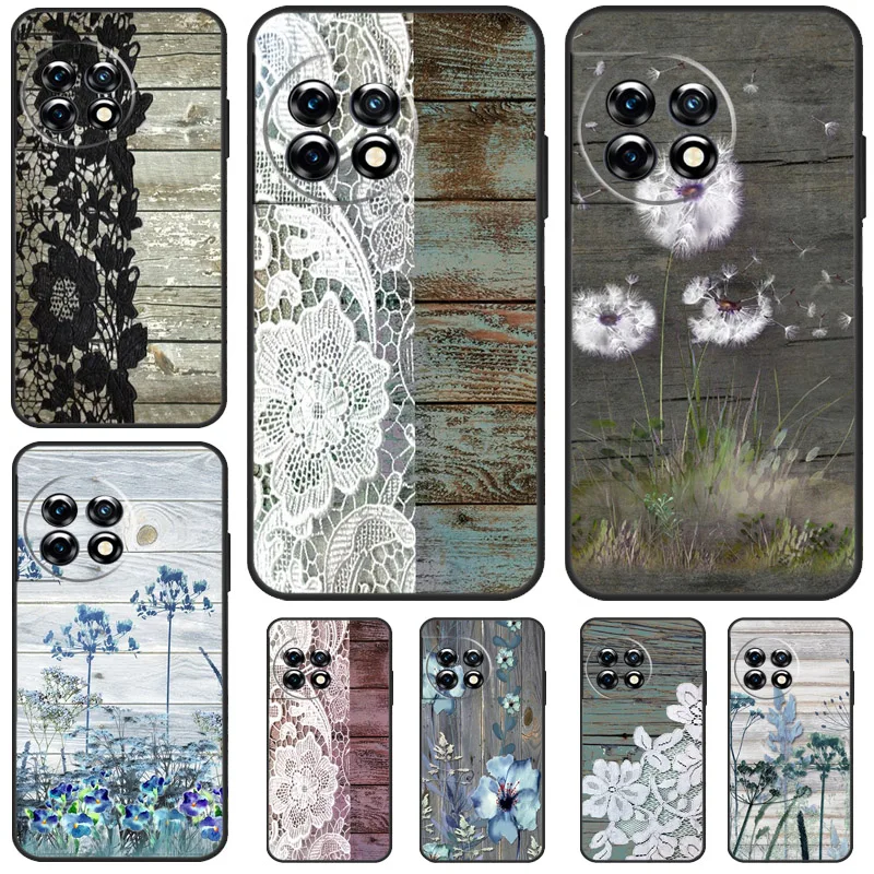 Western Rustic Barn Wood Lace Case For OnePlus 12 11 10 Pro 8T 9R 10R 10T 12R OnePlus Nord CE 2 Lite 2T 3 N20 N100 Cover