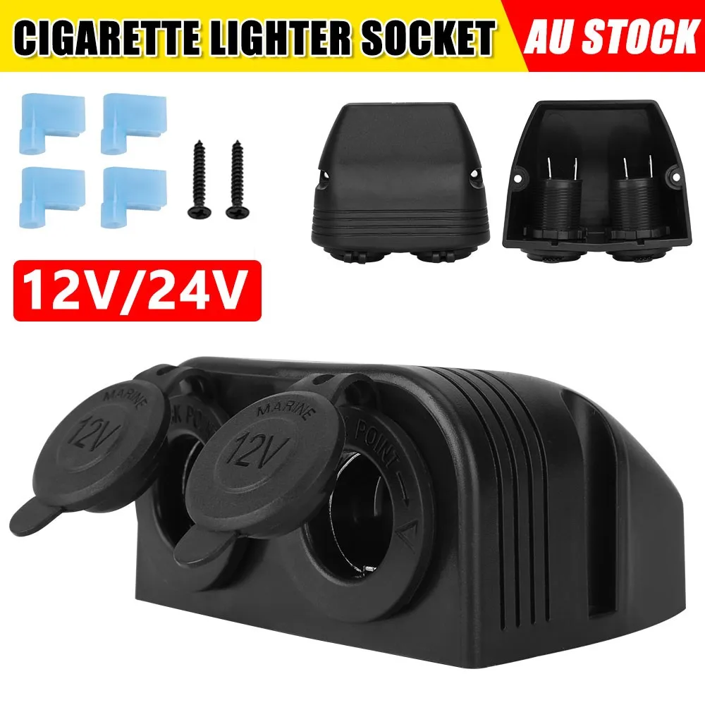 12V Car Cigarette Lighter Socket Double Adapter Power Outlet 12V Dual Socket Splitter Plug For Car RV Truck Boat