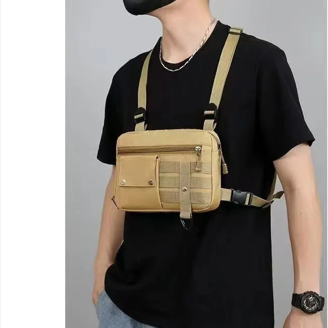 Tactical Chest Bag Camouflage Sports Running Vest Functional Backpack Casual Trendy Vest Chest Hanging Camo Bag