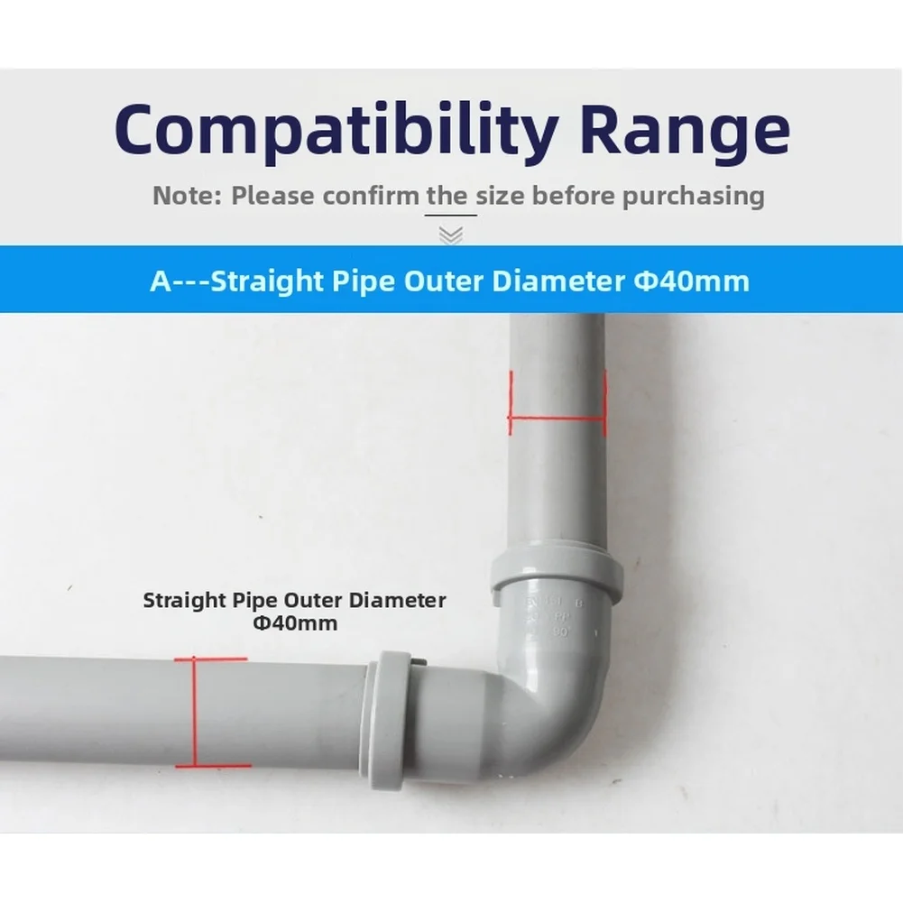 Adapter 40mm Plastic 90-Degree Angle Elbow Adapter For Drainage Pipe No Glue Needed Quick Connect Leak-Proof Seal Adapter